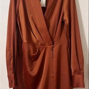 Banana Republic Long Sleeve Dress in Rust Orange